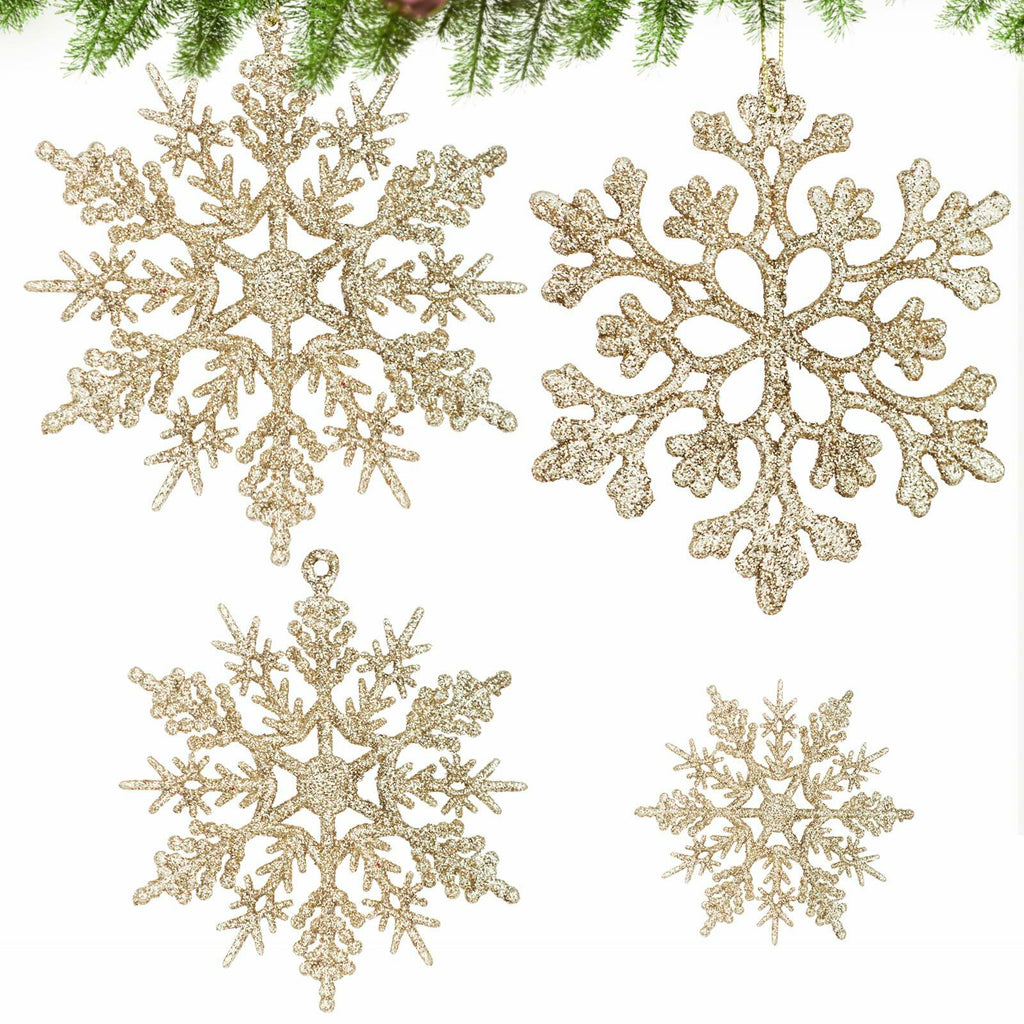 Langley Christmas Snowflake Ornaments Set Rose Gold 36pcs 4 Sizes