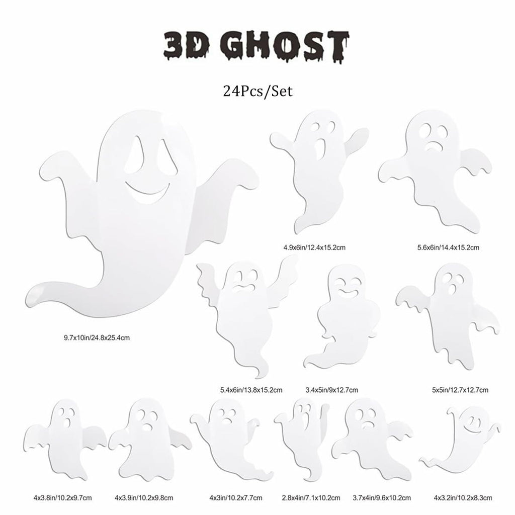 Halloween Decorations 3D Ghost Wall Sticker Decal Home Room Window Decor