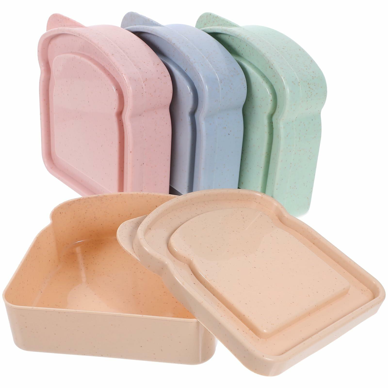 ABOOFAN 4pcs Plastic Toast Shape Sandwich Containers with Lid Food Storage