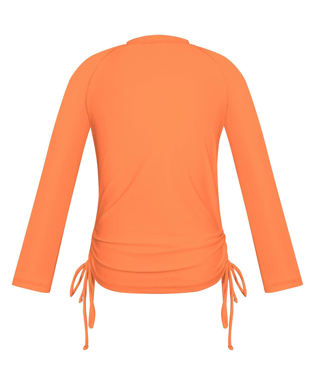 SHEKINI Girl's UPF50+ Zipper Rash Guard Swimsuit Orange Size 8-10