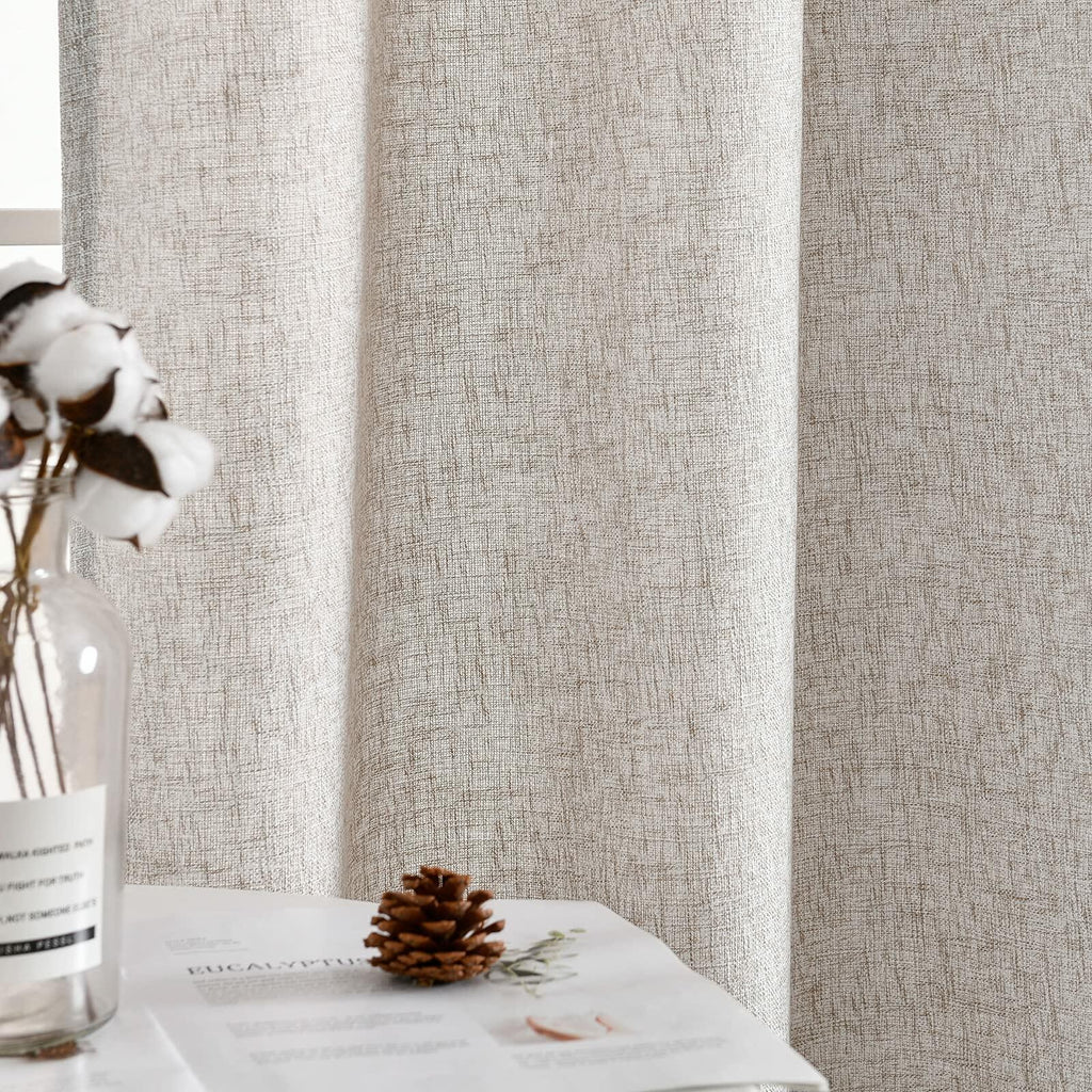 2pc Jinchan Faux Linen Burlap Curtains 63" Heathered Gray Grommet Panels