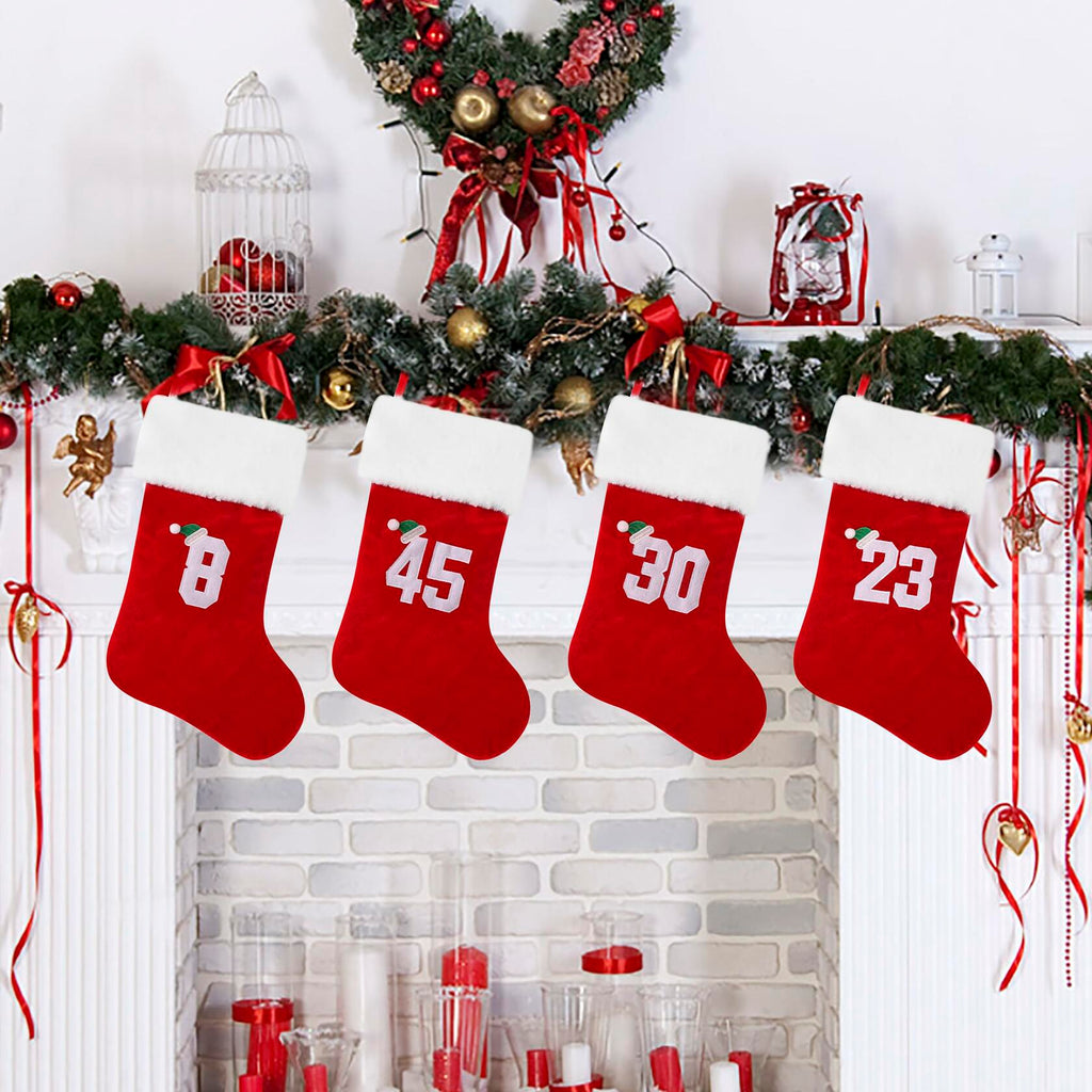 BELISHMIE 20-Inch Red Christmas Stocking Gold Embroidered Number 23