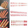 RIICFDD Heart Press On Nails Medium Square Glossy French Tip 72Pcs