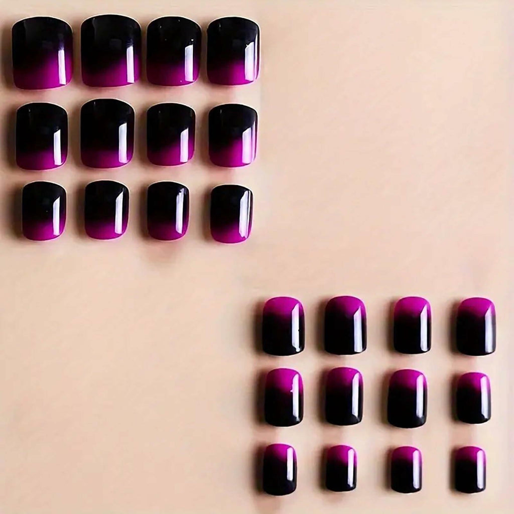 RTKHFZE French Tip Pink Long Square Press On Nails 24pcs Flower Rhinestones