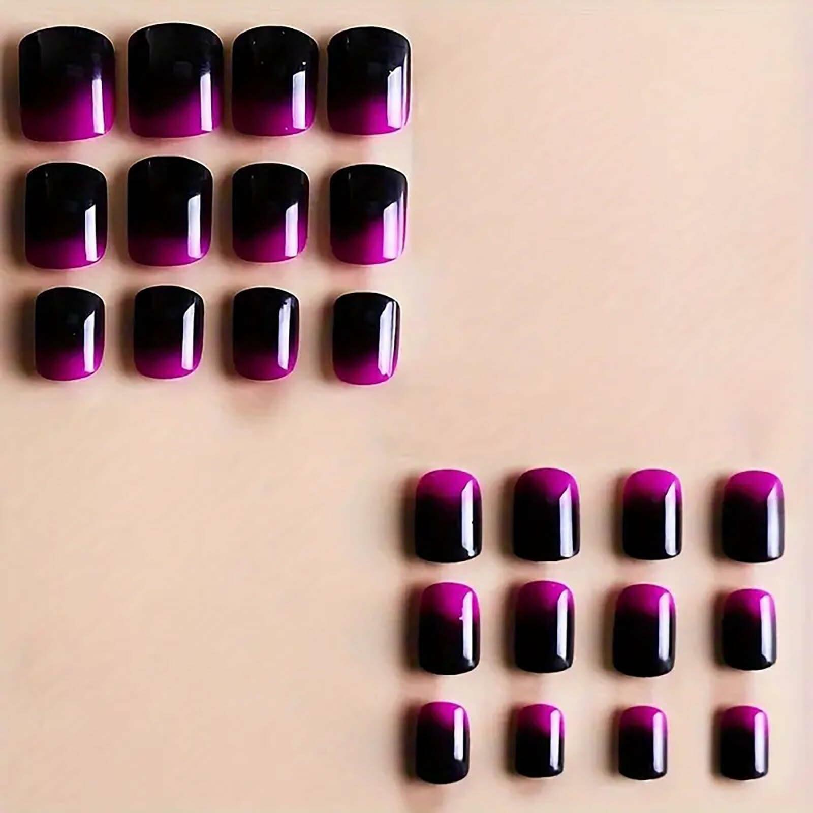 RTKHFZE French Tip Pink Long Square Press On Nails 24pcs Flower Rhinestones