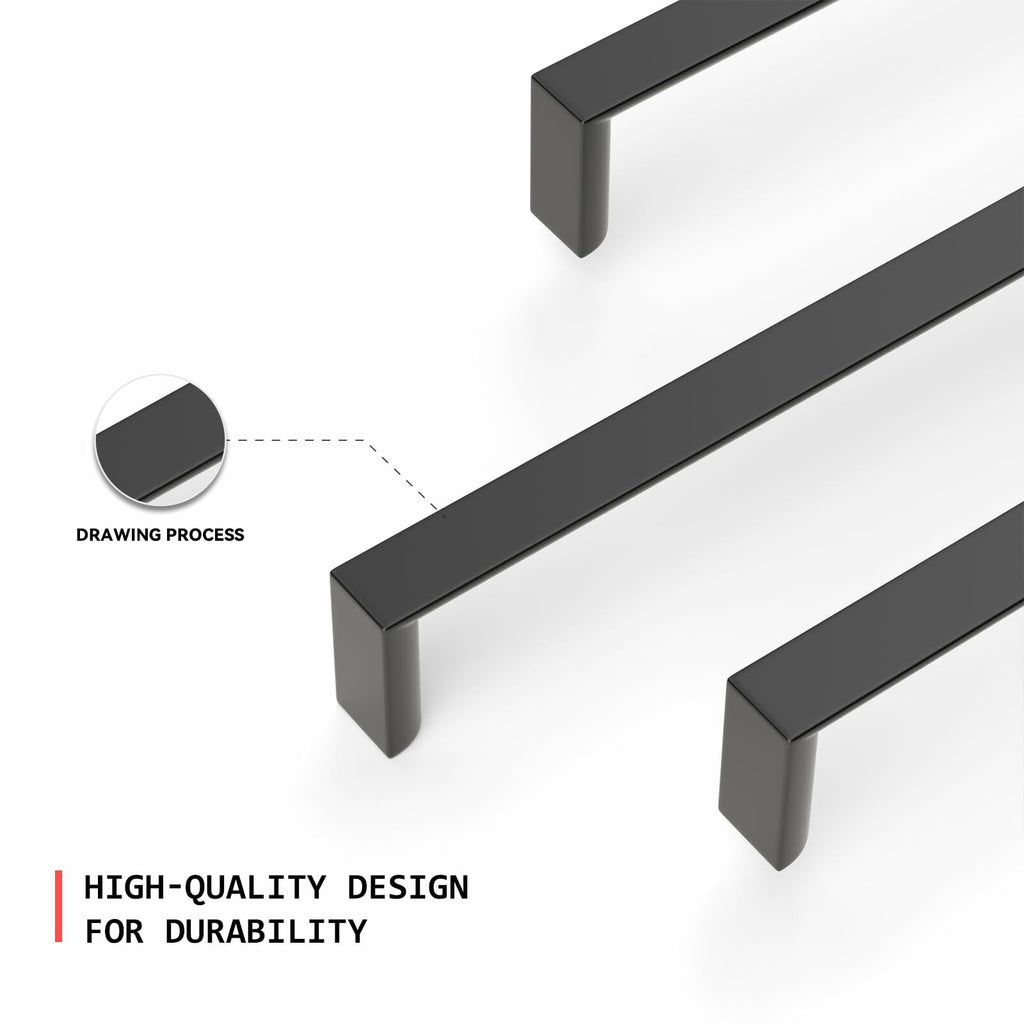 homdiy 25Pack 5in Matte Black Cabinet Handles 128mm Hole Centers