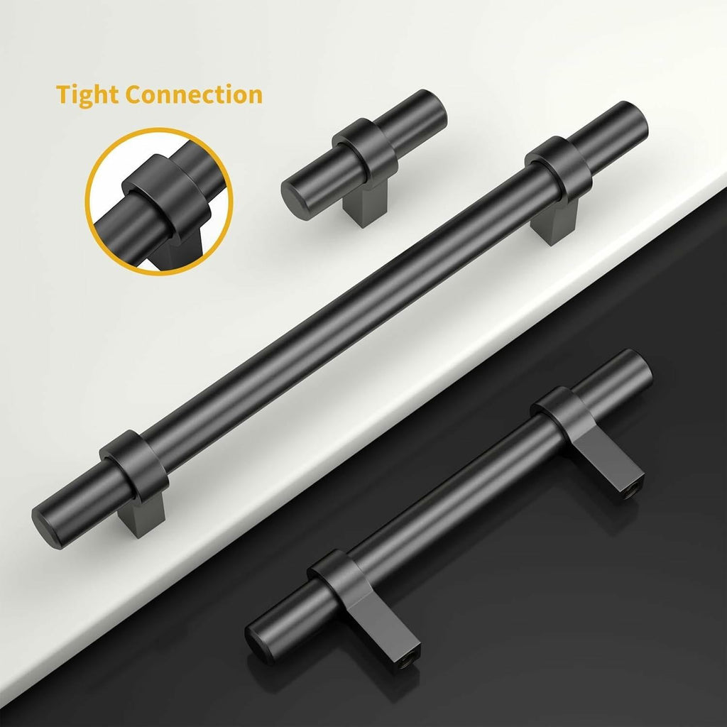goldenwarm 6 Pack Black 5 Inch Cabinet Handles Stainless Steel Zinc Alloy