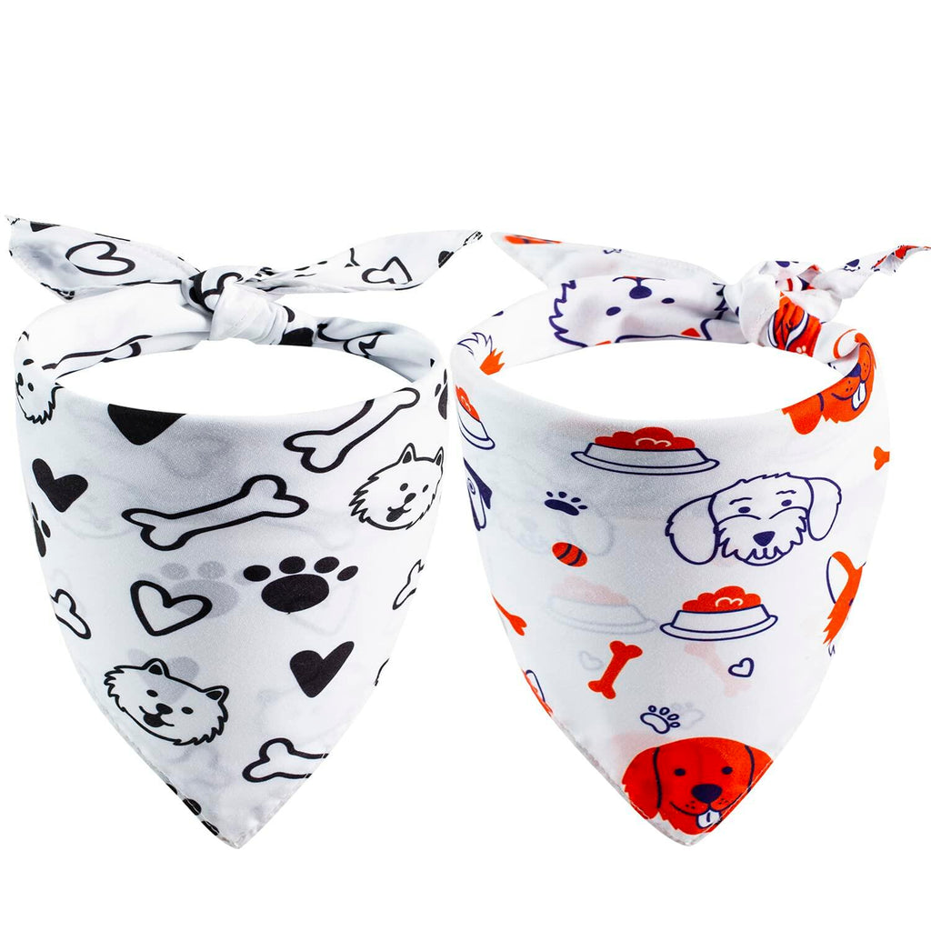 2 Pack Dog Bandanas – White Cute Birthday Pet Scarf for Dogs & Cats, XL