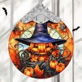 Terrifying Pumpkin Stained Glass Christmas Ornament Holiday Decoration
