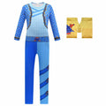 laughZuaia Girl Jumpsuit Princess Bodysuit with Glove Blue Size 6-7