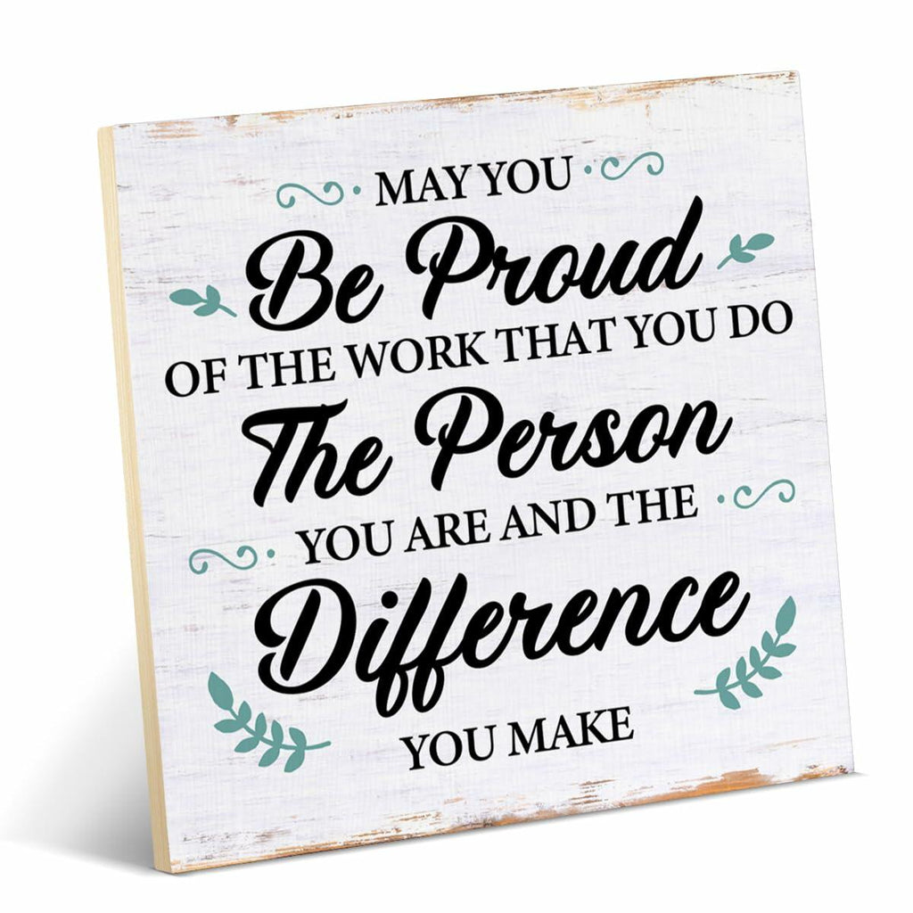 Coworker Retirement Wood Sign Desk Decor 6.3x6.3 Inches Home Office Gift