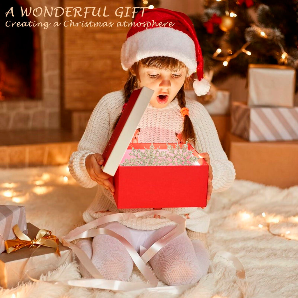 [Like New] Langley Christmas Snowflake Ornaments Set 36pcs Rose Gold 4 Sizes Glitter
