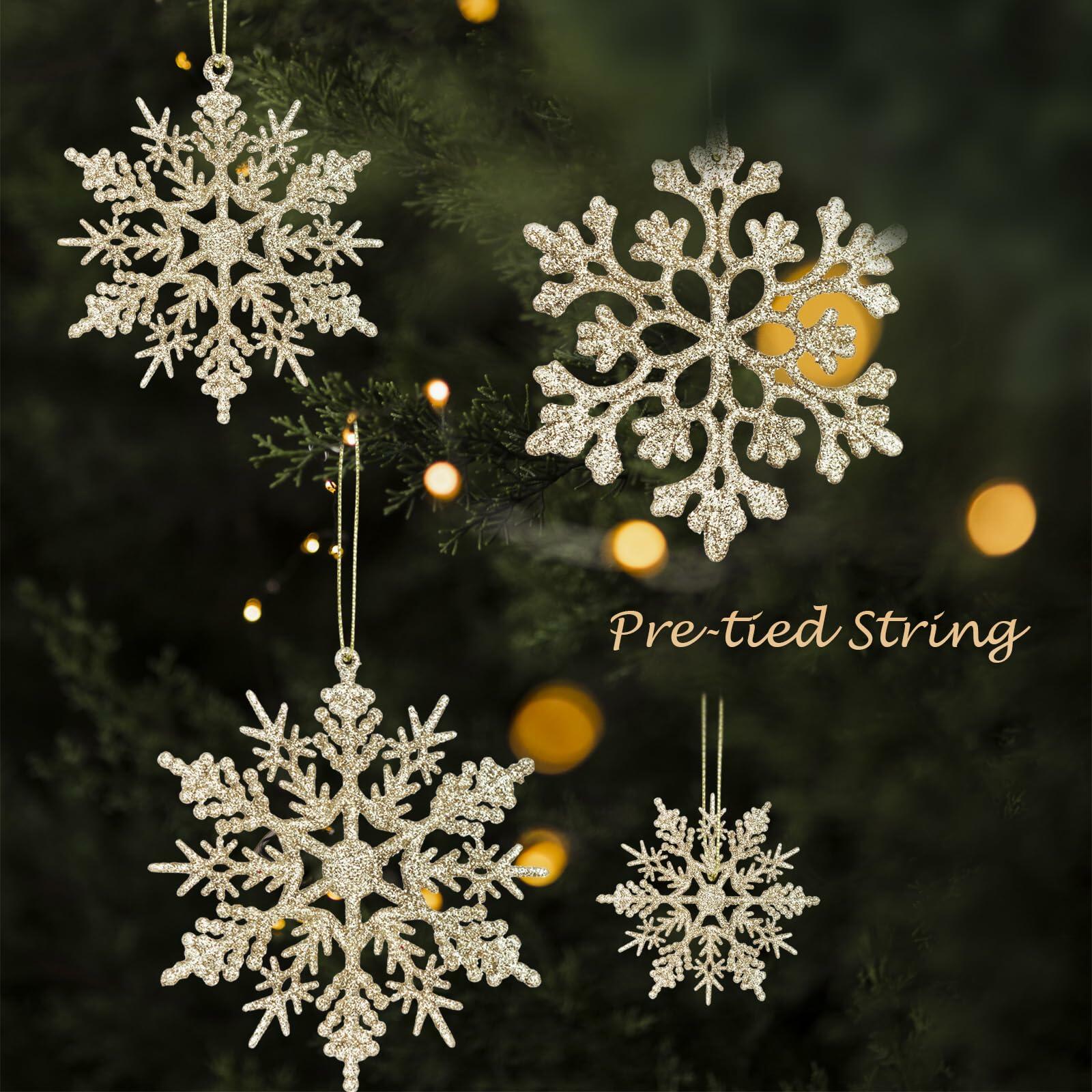 [Like New] Langley 36pcs Rose Gold Glitter Snowflake Ornaments for Christmas Tree