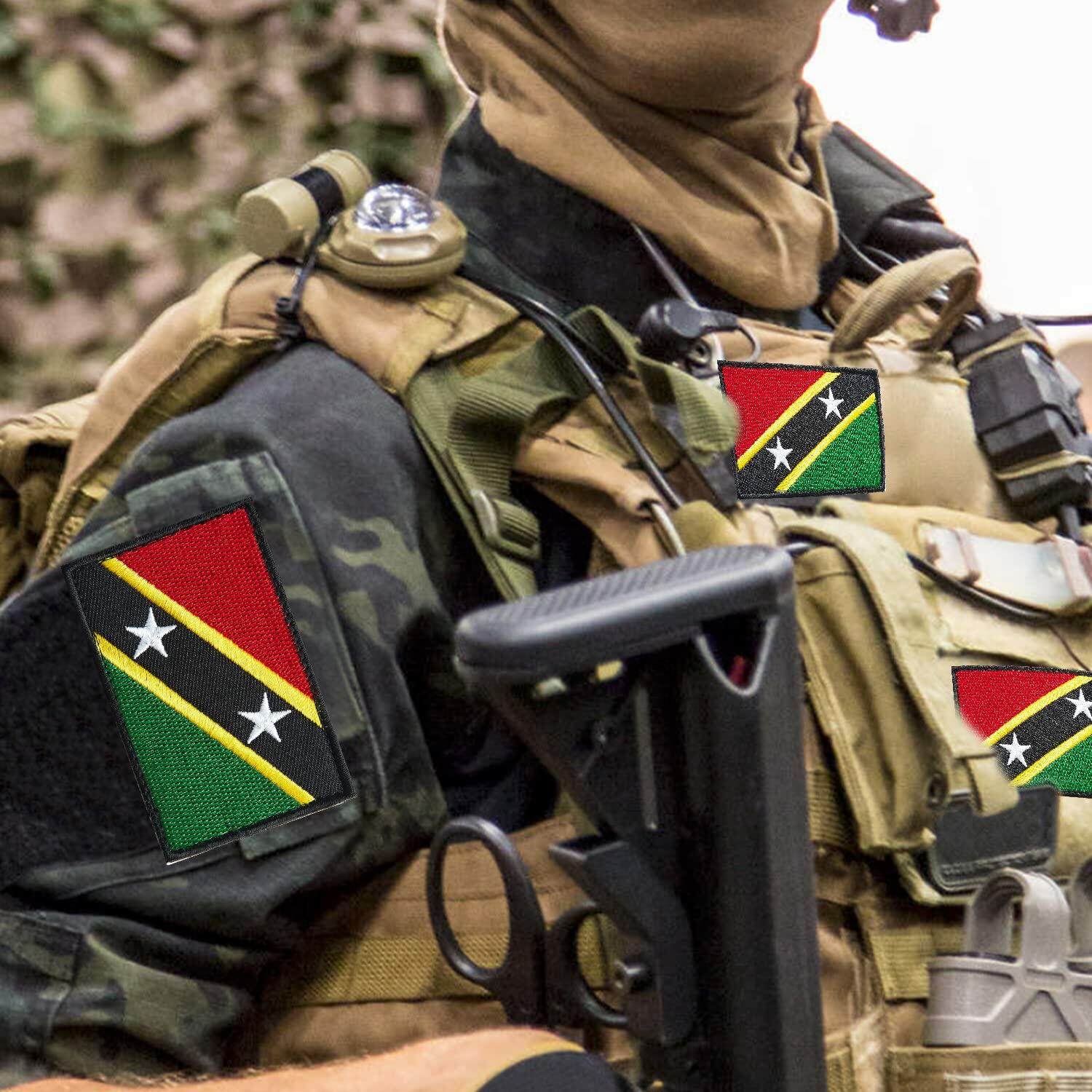 stidsds 2 Pack Saint Kitts and Nevis Flag Embroidered Patches Tactical