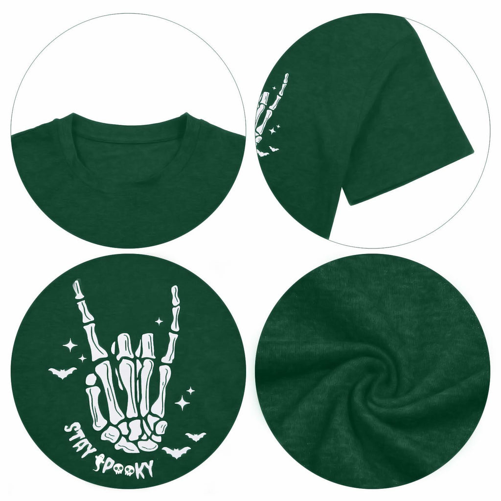 Halloween Oversize T-Shirt Women Spooky Graphic Ghost Tee Green Size XL