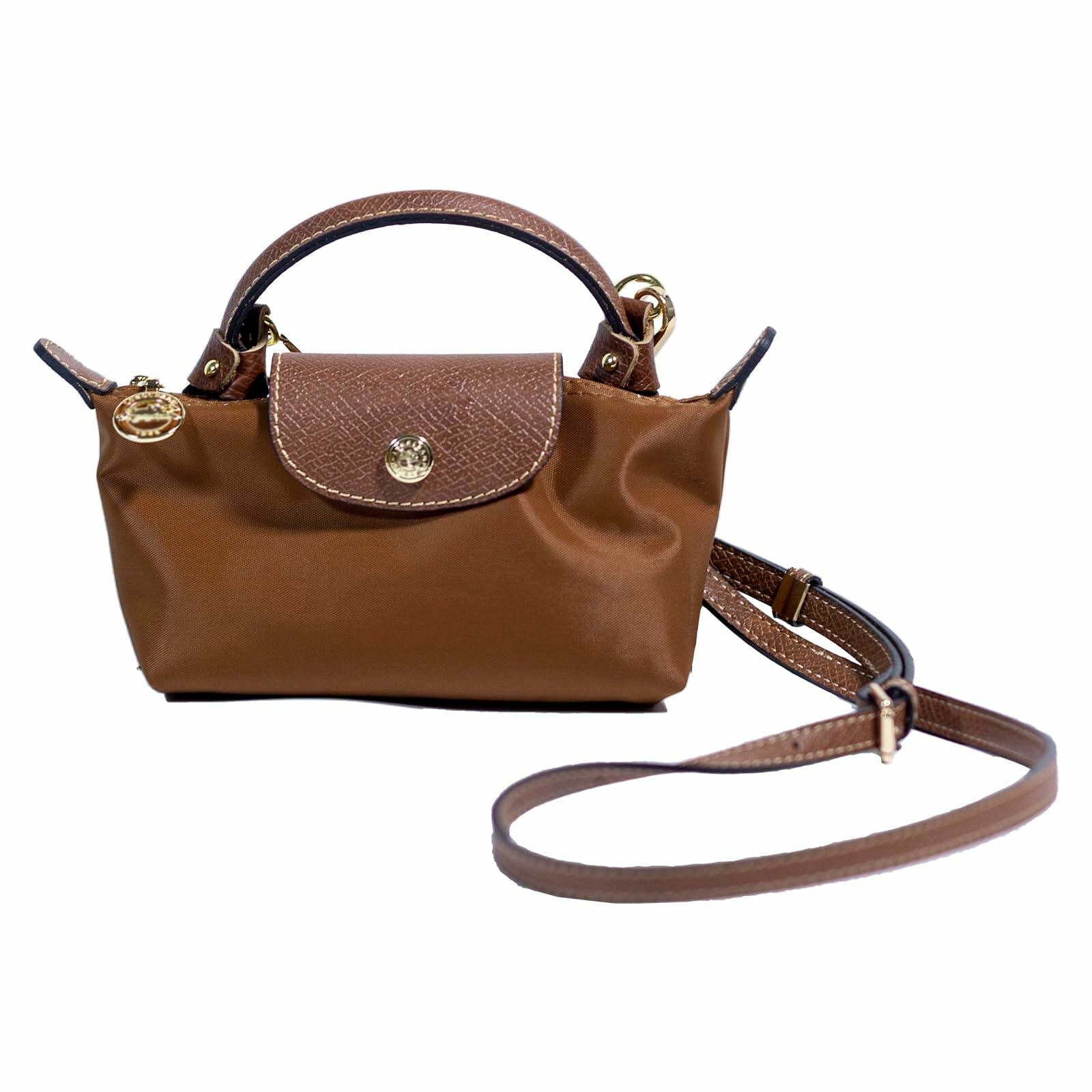 XKE-X Adjustable Leather Crossbody Handbag Strap Brown Gold