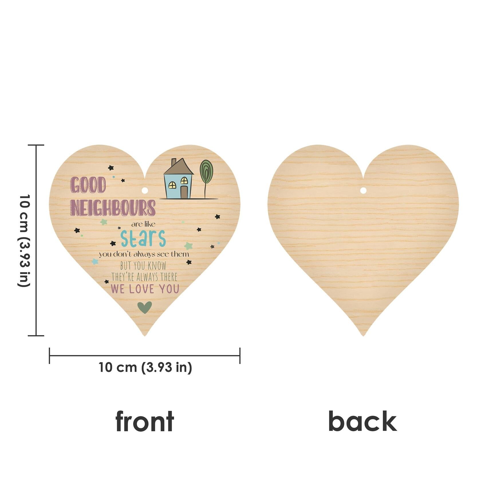 Wooden Antique Hanging Heart Plaque Sign Good Neighbors Quote