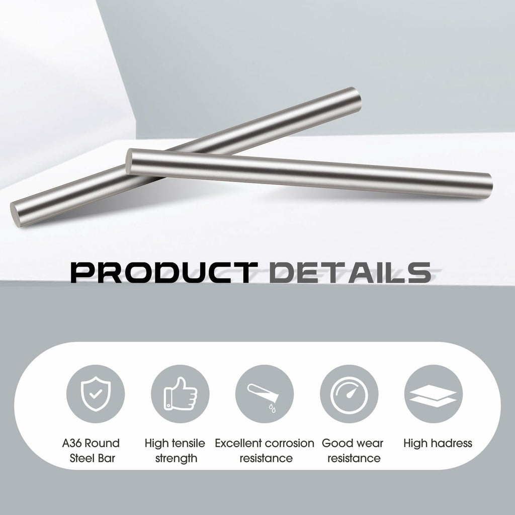 [Like New] Zonon Steel Cold Rolled Round Bar 0.79" Dia x 12" Length Mild Steel 2 Pcs