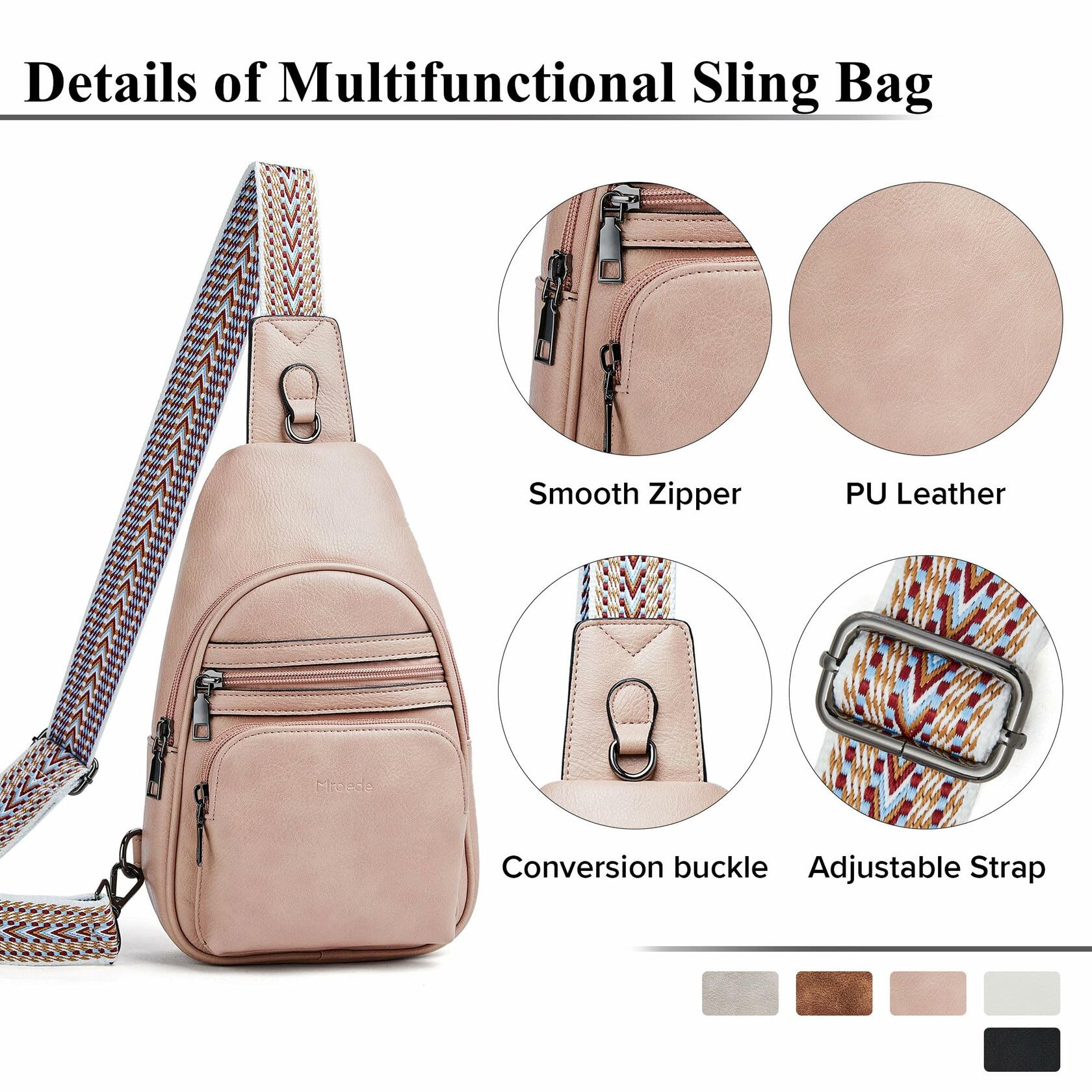 Mroede Sling Crossbody Bag Women Casual Travel Beige 7.3x4.3x11.5 Size