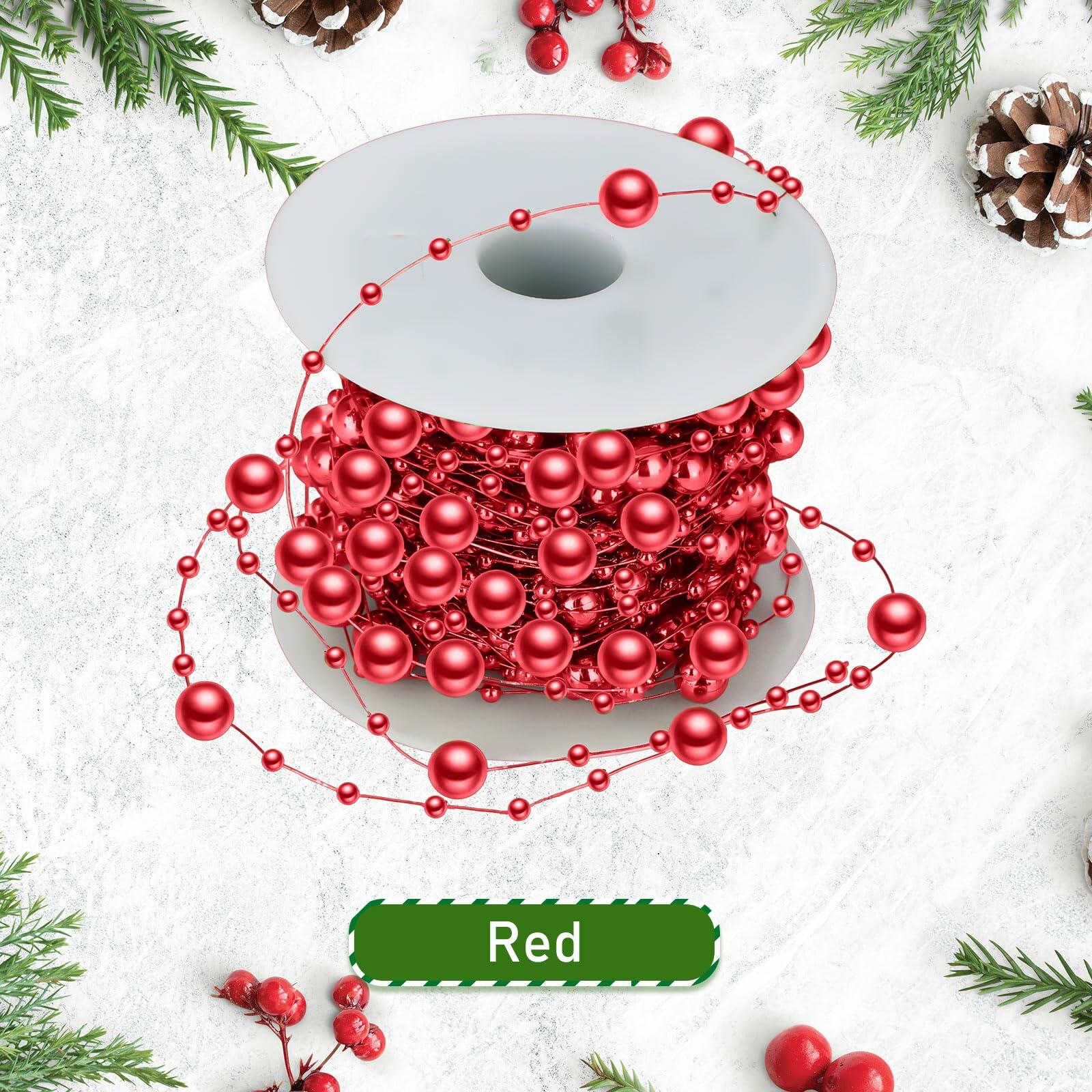 Ecally 250ft Plastic Beads Garland Chain Roll Red Wedding Decoration