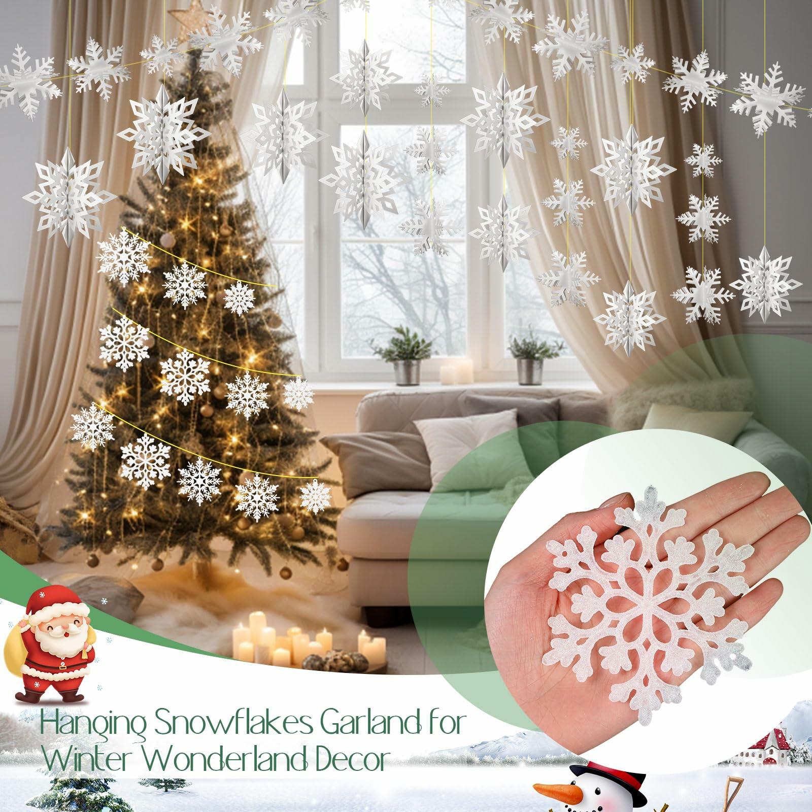 Fullhawl 3D Snowflake Christmas Ornaments Set 12 Pcs White Hanging Decor