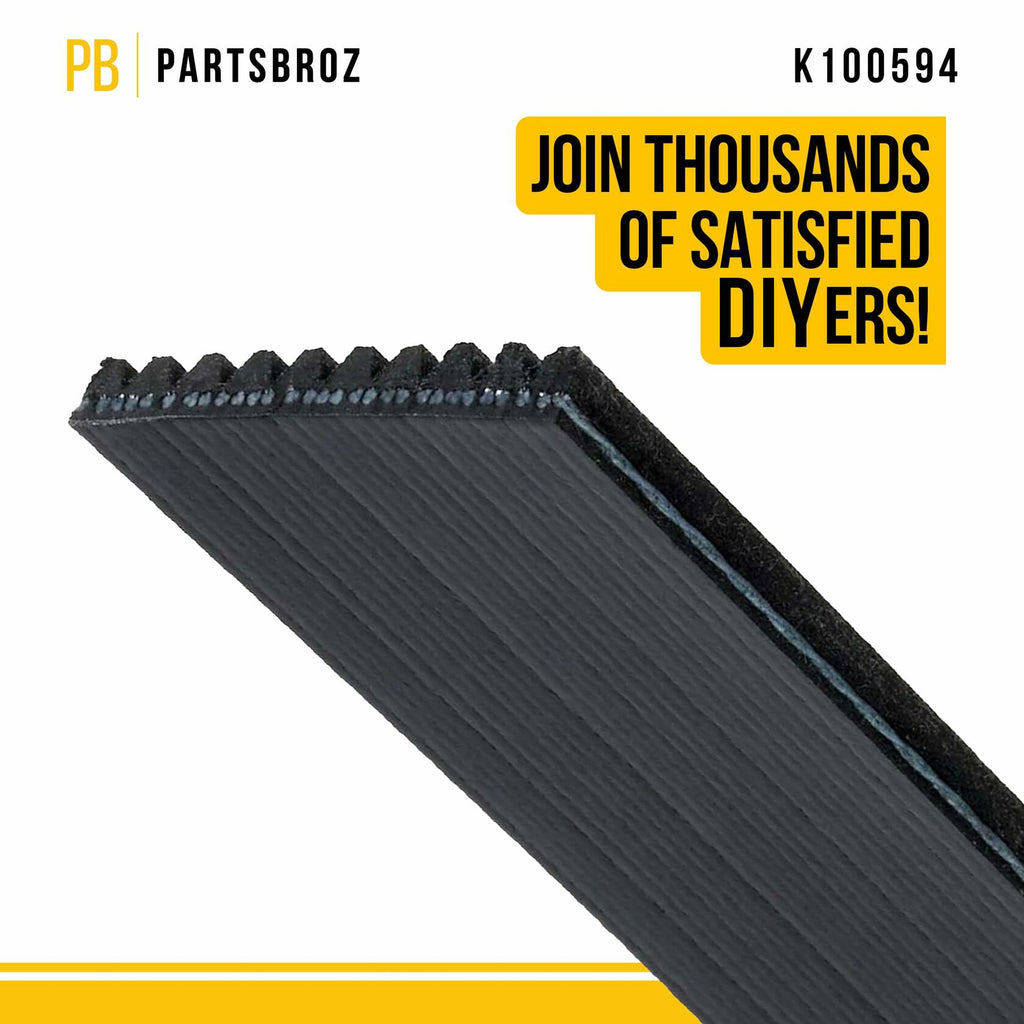 PartsBroz K060598 Micro-V Serpentine Drive Belt Compatible with Gates Black