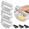 FATUXZ 3-Piece Stainless Steel Garlic Press Set with Silicone Peeler