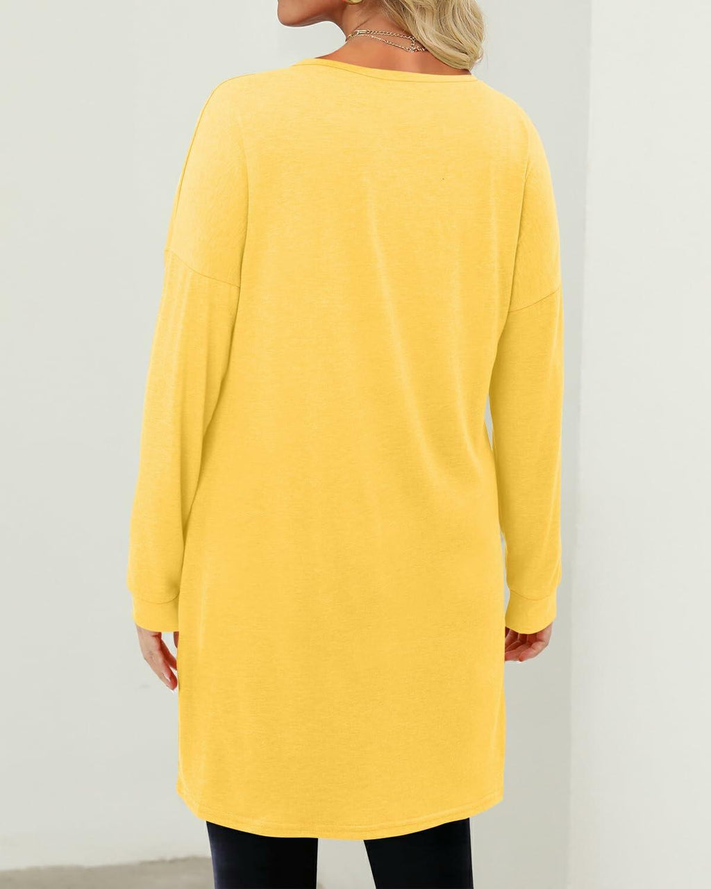 KISSMODA Womens Fall Long Sleeve Tunic Top with Pockets Size M
