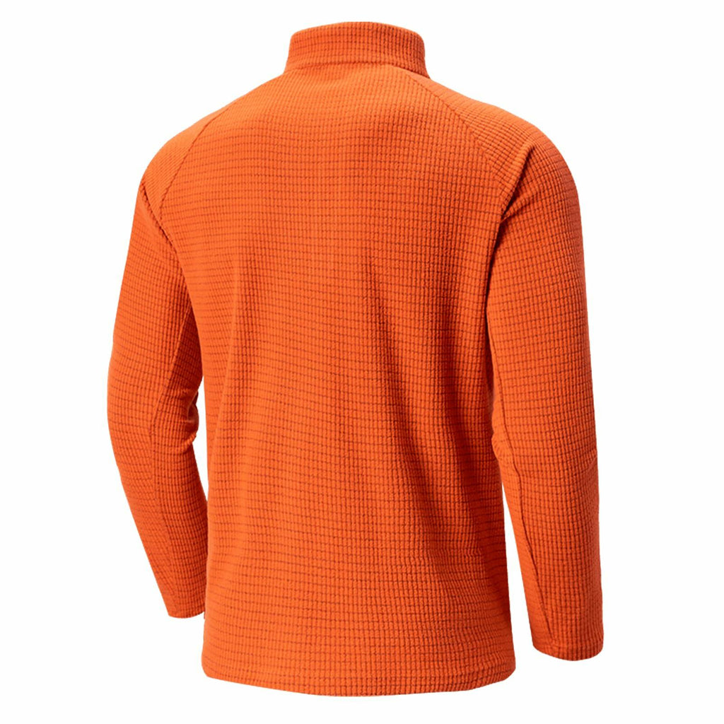 Men's Waffle Quarter Zip Pullover Shirt Mock Neck Sweatshirt Orange Size M