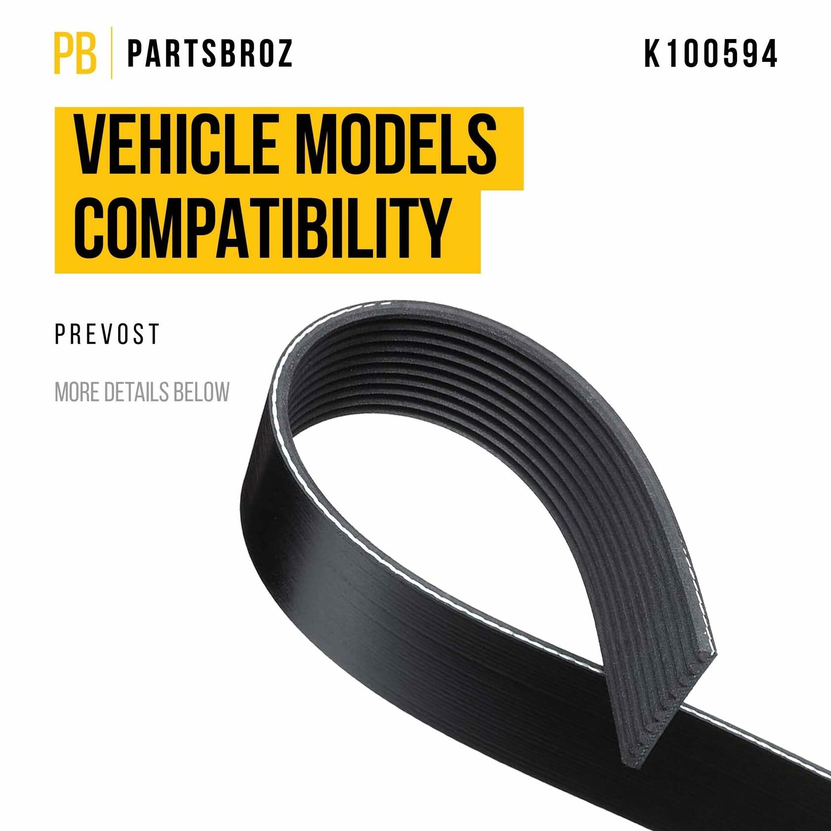 PartsBroz K060653 Micro-V Serpentine Drive Belt Compatible Gates Black