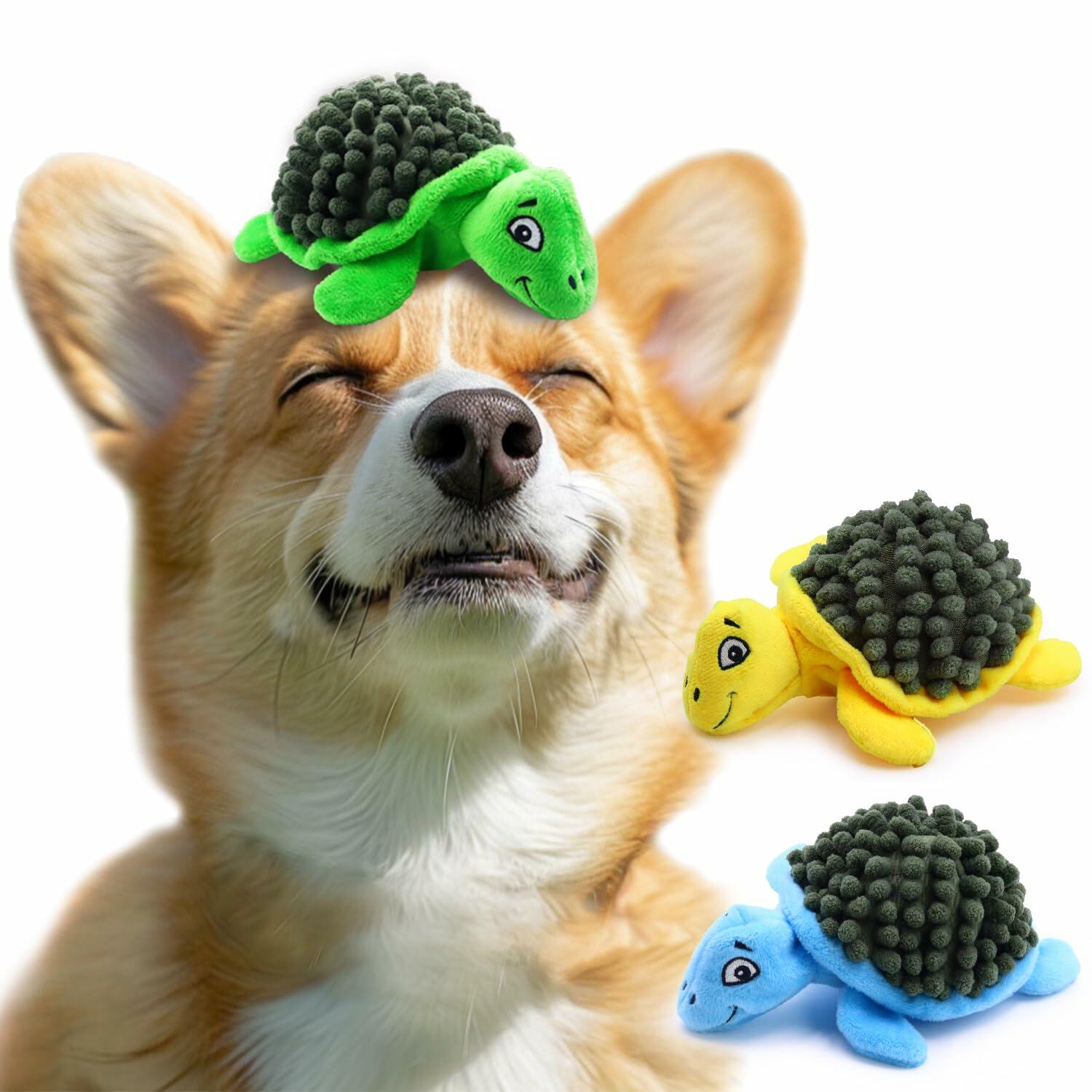 [Like New] Aqezd Turtle Small Dog Squeaky Toy with Ball 2-in-1 Plush BPA-Free