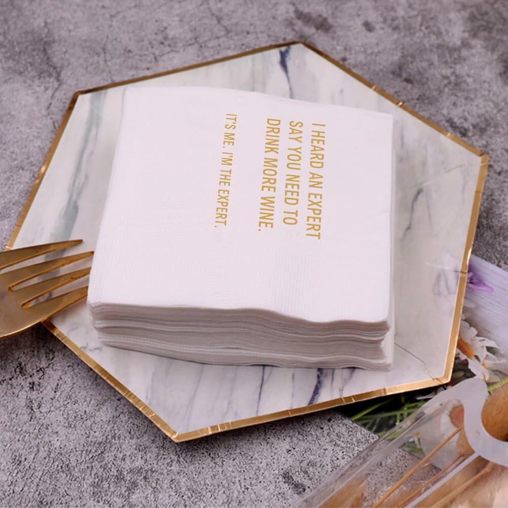 VOWFOO Funny Quotes Cocktail Napkins Birthday Bachelorette Party 100pcs