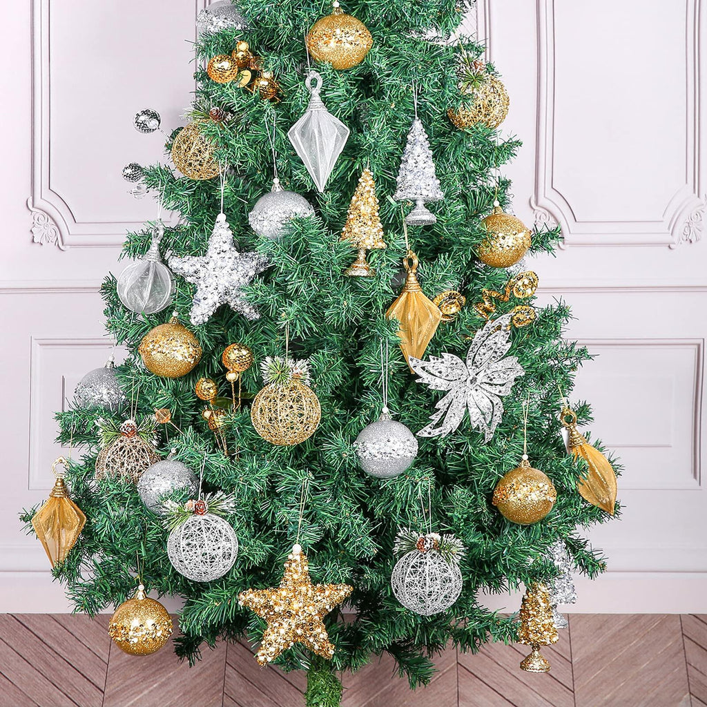 [Like New] Christmas Ball Ornaments 4pc Set Champagne Pinecone Rattan String