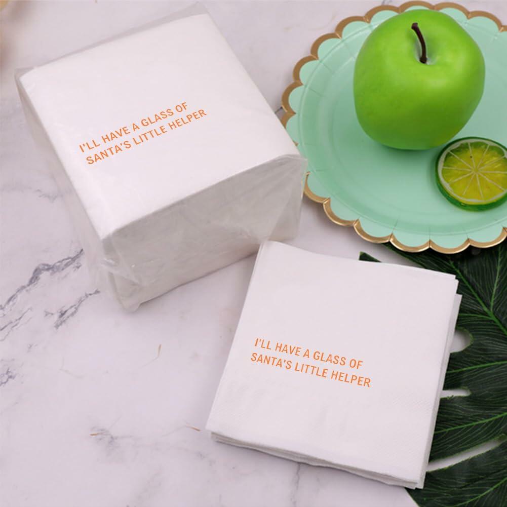 VOWFOO Christmas Cocktail Napkins Funny Quote 4.5x4.5 100pcs All The Baked Goods