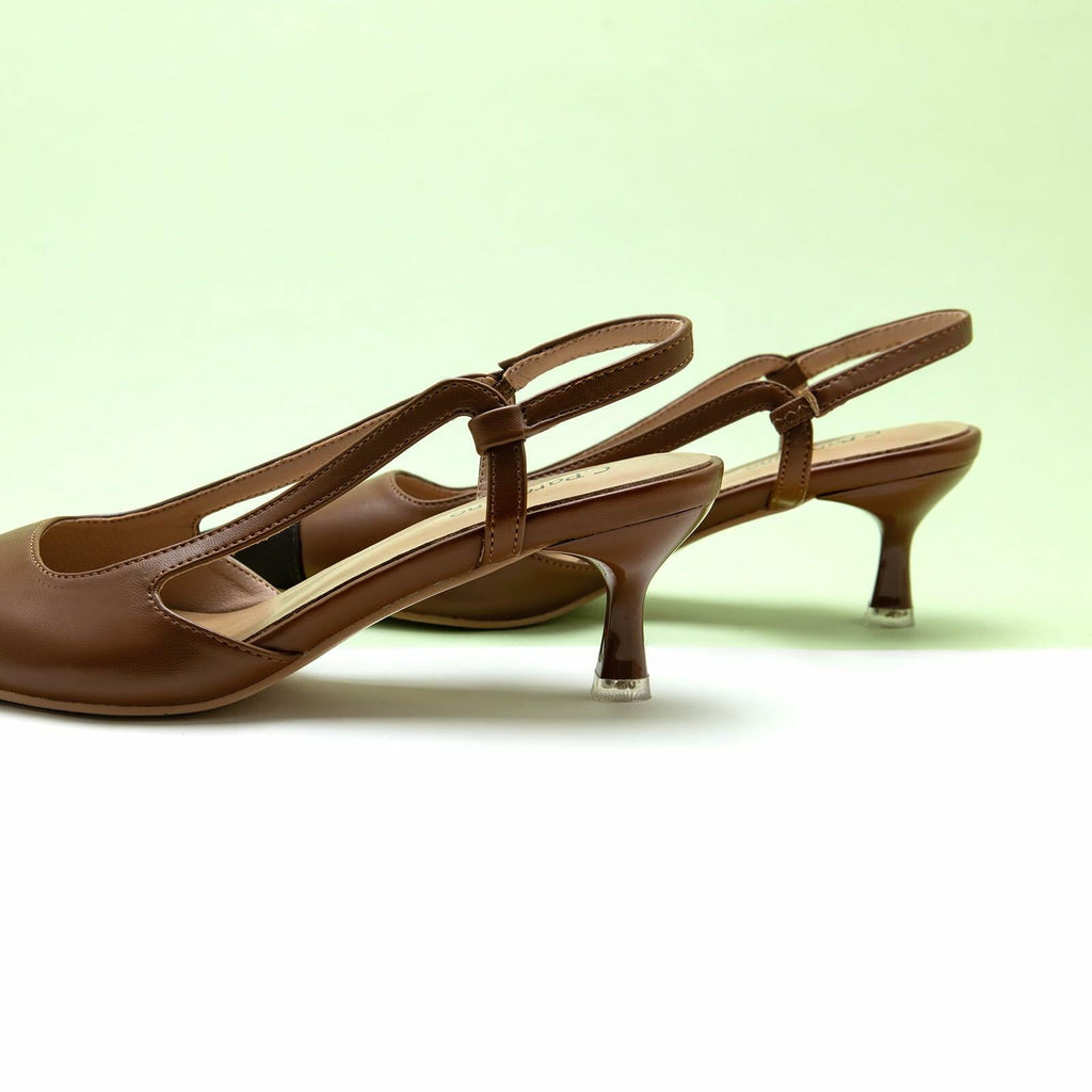 C.Paravano Women's Pointed Toe Slingback Pumps Brown Heels Size 6