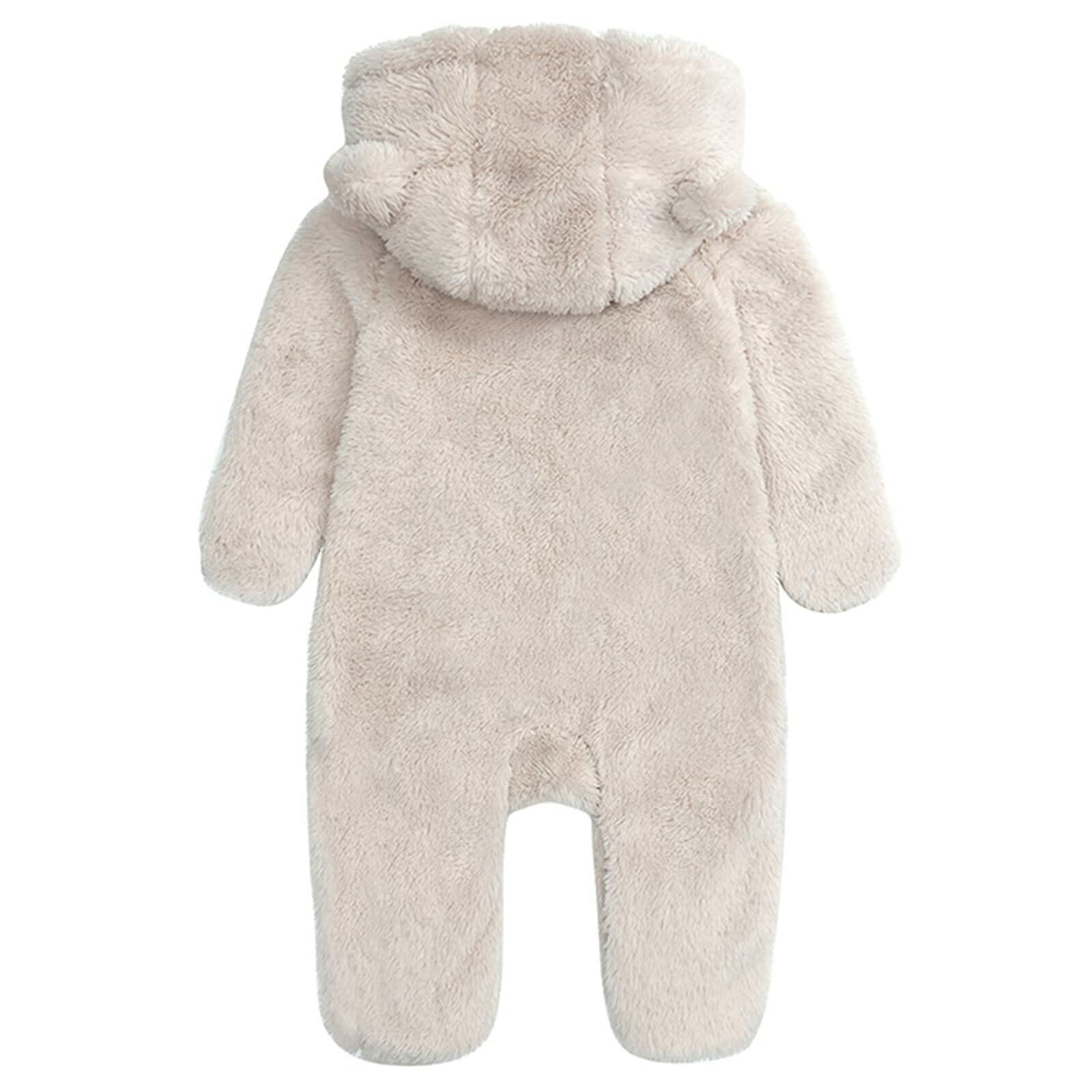 [Like New] TAOHONG Baby Hooded Fleece Jumpsuit Snowsuit Bear Ear Warm Romper Size N/A