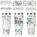UV DTF Cup Wrap Transfer 6 Sheets Bible Verse Floral Waterproof 40oz Tumbler