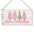 Christmas Decorations Merry Xmas Tree Decor Pink 12x6 inches