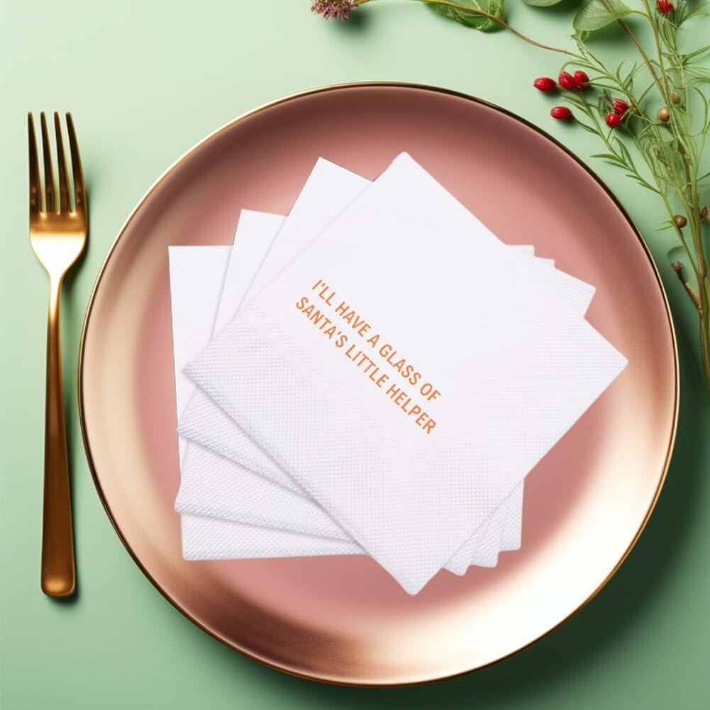 [Like New] VOWFOO Funny Christmas Cocktail Napkins 100pcs Holiday New Years Eve