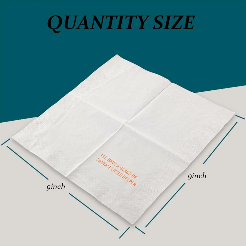 [Like New] VOWFOO Funny Christmas Cocktail Napkins 100pcs Holiday New Years Eve