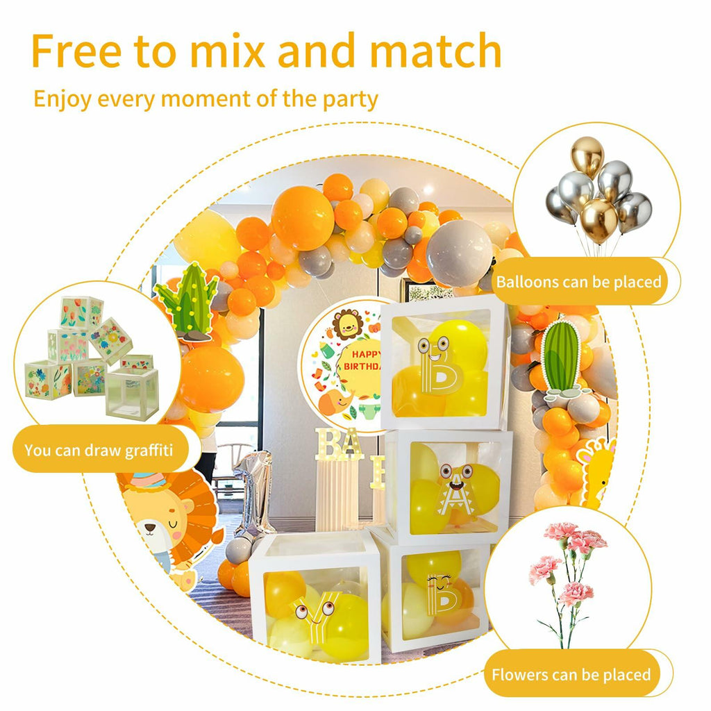 [Like New] Onteftshop Baby Boxes Letters Party Decorations Transparent Gold 4pcs