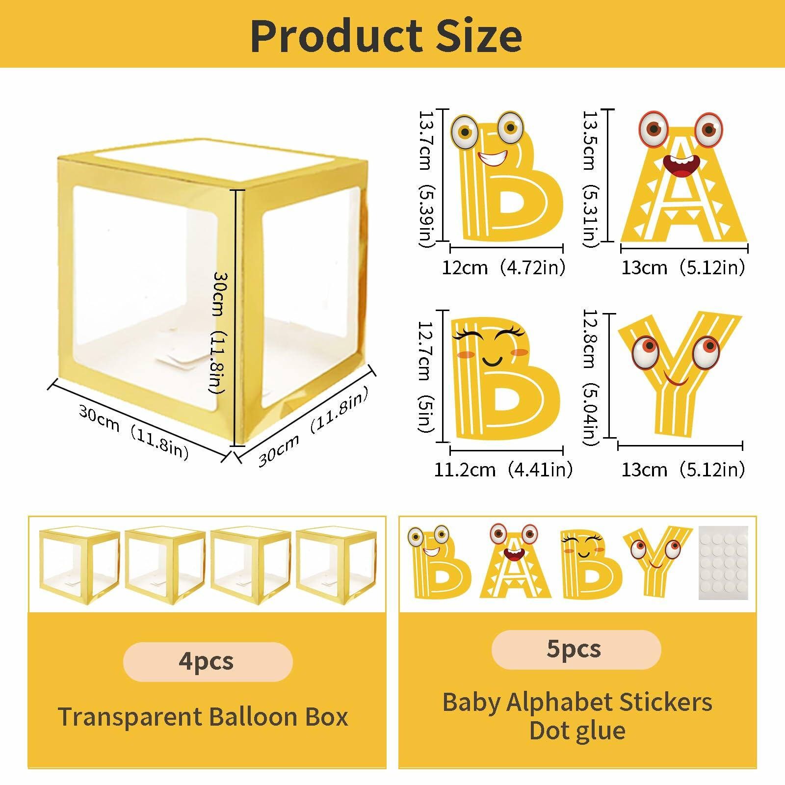[Like New] Onteftshop Baby Boxes Letters Party Decorations Transparent Gold 4pcs