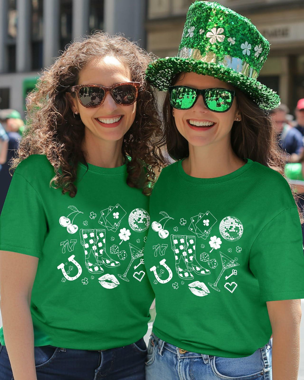 JMHACHY Women's St. Patrick's Shamrock T-Shirt Green Size S
