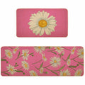 Spring Kitchen Mats Set of 2 Floral Daisy Rugs Pink 17x29 & 17x47 Inch
