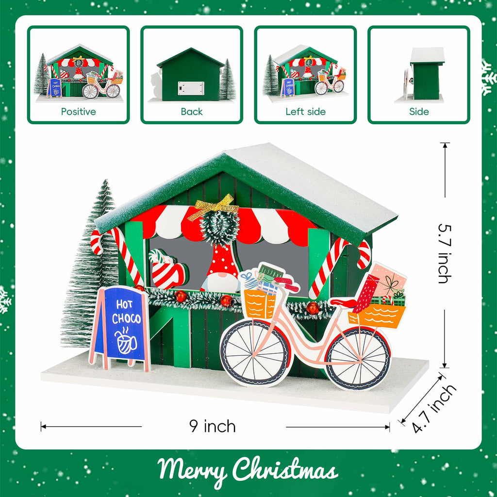 [Like New] Zqoyn LED Lighted Christmas Village Set Indoor Table Decor Bicycle
