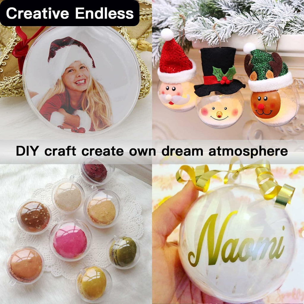 [Like New] Ranchbtn Clear Plastic Fillable Ornaments 25 Pcs 5 Sizes Transparent DIY