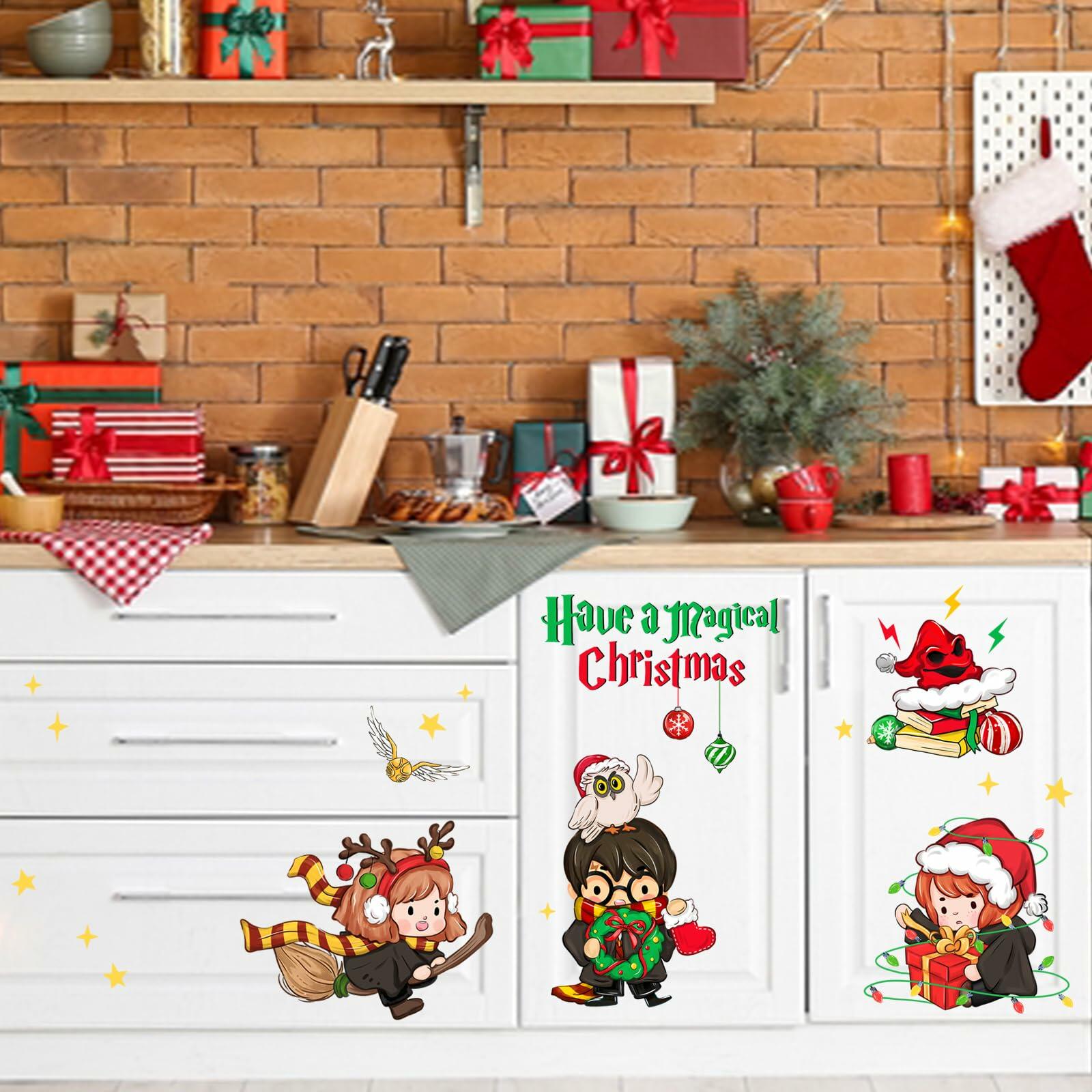 Mfault Magical Christmas Wall Decals Stickers Xmas Wizard Owl Decor