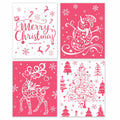 BESERH Pink Christmas Wall Decor Santa Reindeer Bells 8x10in Set of 4