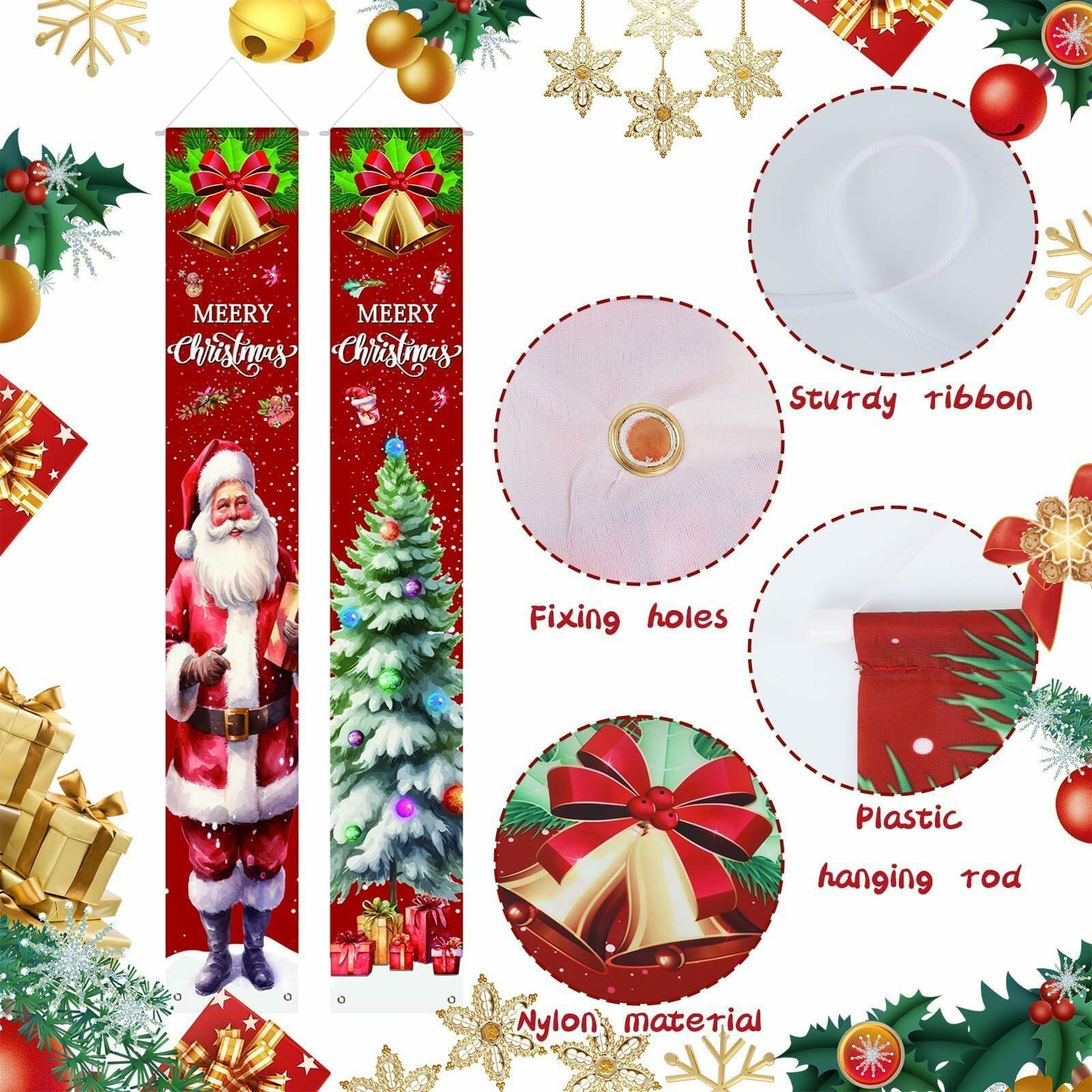 Vintage Christmas Santa Door Cover Banner 71x12in Indoor Outdoor