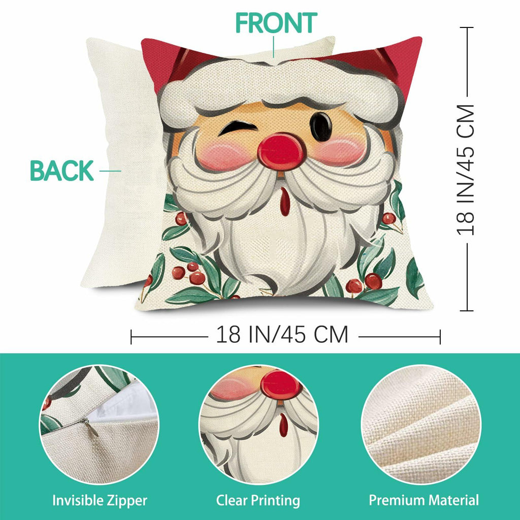 Fjfz Christmas Santa Mrs Claus Throw Pillow Covers 16x16 Green Set of 4